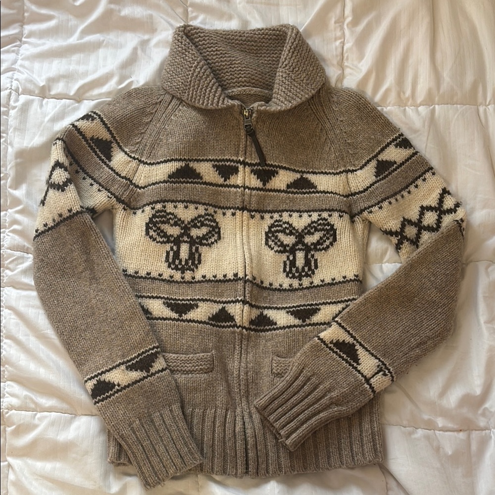 TNA Lambswool Zip-Up Knit Sweater